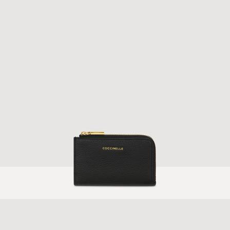 Coccinelle, Metallic Soft Wallet Czarny, Kobieta, Rozmiar: ONE Size