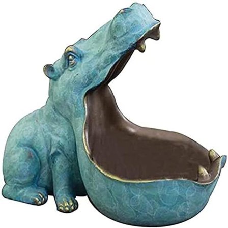 Lille flodhest statue borddekoration, harpiks samleobjekt, lille delebeholder, nøgleslik, boligindretning tilbehør, bryllupsgaver