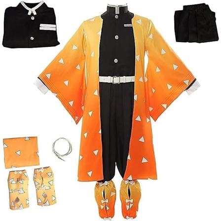 Cosplay Demon Slayer Vanquisher Komplett Anime Kostyme Sett Kimono Cardigan - Halloween Outfit For Unisex Voksen Zenitsu Medium