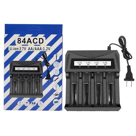 LCD-display batterioplader til 18650 lithium- og AA/Triple A genopladeligt batteri