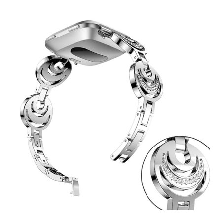 Fitbit Versa urlänk legeringsmaterial strasstenar - Silver