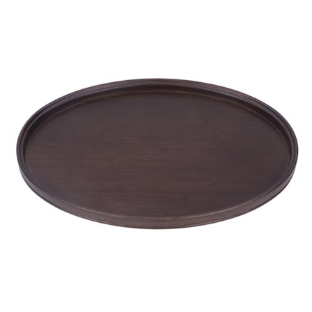 Bambus Rund Bakke Multifunktionel Dekorativ Te Serveringsbakke til Servering af Drikkevarer og Mad Valnød Farve