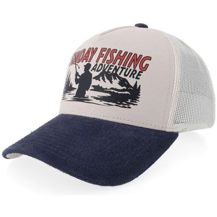 Wild Spirit - Beige trucker Keps - Sunday Fishing Br Beige Canvas/Navy Suede A-frame Trucker @ Hatstore