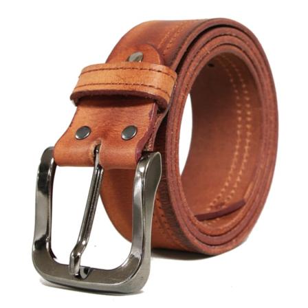 Konjaksbrunt 40mm jeansbälte i kalvläde 105 cm (midjemått)