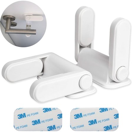 Dørhåndtaglås til dørhåndtag, 2 stk., hvid, dørhåndtaglås