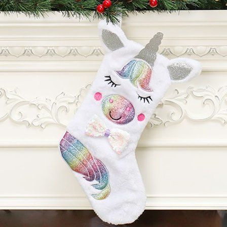 Julestrømpe med LED-lys, glitrende strømpe til ophængning over pejsen til juledekorationer