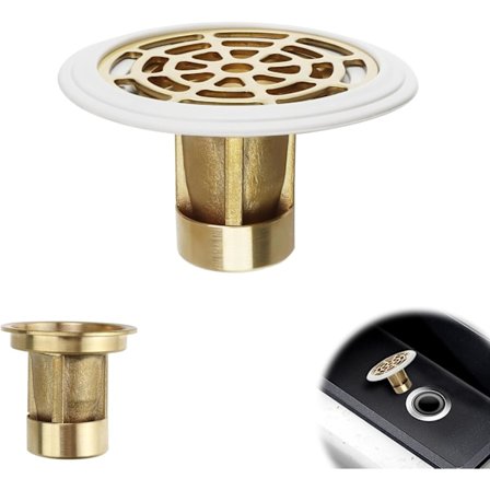 Bruseafløb, bruseprop med gummiring, bruseprop i kobber, til gulvafløb og badeværelse, til huldiameter 27-55 mm