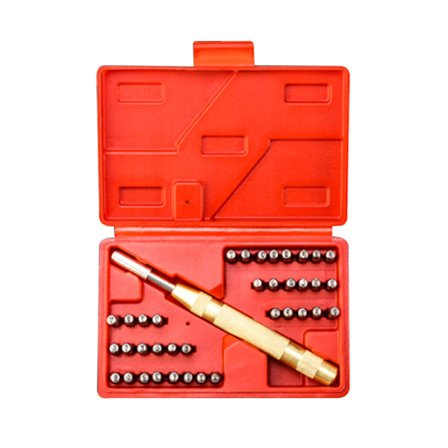 Sæt med 38 metalstempler med tal og bogstaver, lavet af st, ZQKLA