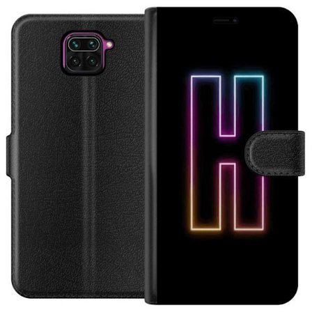 Kompatibelt Lommeboketui til Xiaomi Xiaomi Redmi Note 9 Minimalistisk neonbokstav H i fargeskiftende lys mot svart bakgrunn med moderne typografisk fÃ