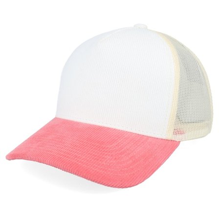 Equip - Rosa trucker Keps - Blank Cord Off White/Stone/Pastel Pink A-Frame Trucker @ Hatstore