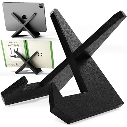 Bogestativ til Kogebog, Træ Køkken iPad og Bog Holder til Display Stativ, Kogebog Stativ til Læsning Håndfri