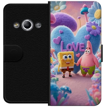 Kompatibel Tegnebogsetui til Samsung Galaxy Xcover 3 Svampbob og Patrik kærlighed pastelfarvet design med farverige hjerter, blomster og positiv ener