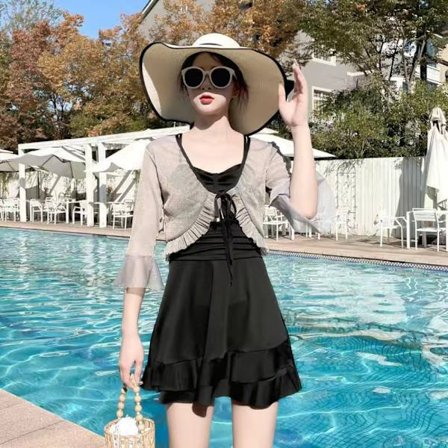 Heldragt Nederdel Badedragt Langærmet Hættetrøje SORT L(48-58KG)