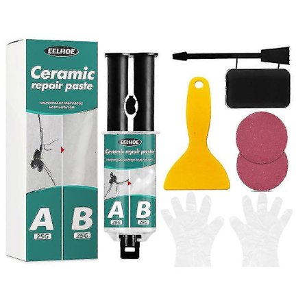 Hvid reparationspasta til badekar, reparationssæt, reparationssæt til revner i badekar, reparationssæt til fliser, badekar, vask og brusebad, 