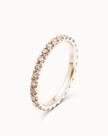 Lunette Diamond Ring Champagne Diamonds 18K Rose Gold - Eternity Rings from Vanbruun