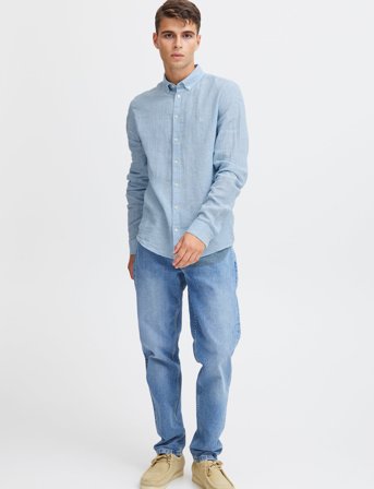 Casual Friday Cfanton Bd Ls Linen Mix - Blue - L