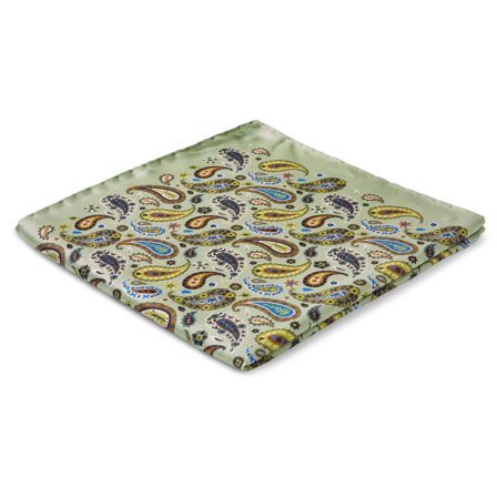 Virtuo | Mint Paisley Silk Pocket Square for Men