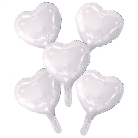 Valkoiset Sydänilmapalllot Folio 5-pakkaus