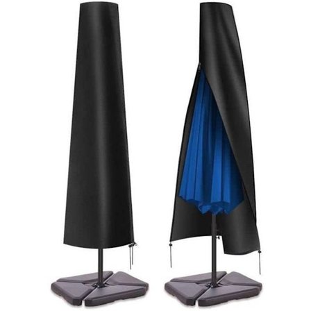 Parasolovertræk med lynlås - beskyttelsesovertræk til haveparasoller - UV-bestandigt, vindtæt, vandtæt