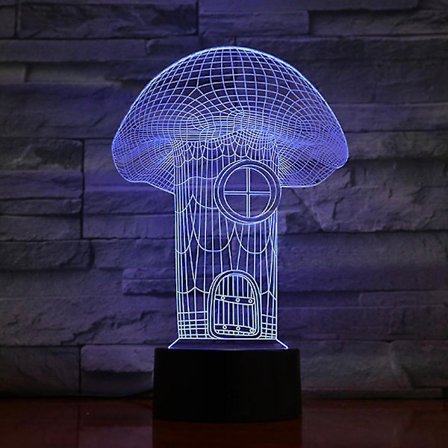 Svamp 3d Led Nattljus Sovrumsbordslampa Färg ändras