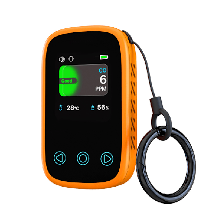 [3-i-1] Kulilte Detektor | Fugtighed | Temperatur, Bærbar CO Gas Monitor med Snor, Luftkvalitetssensor kompatibel Udendørs Camping Rejse