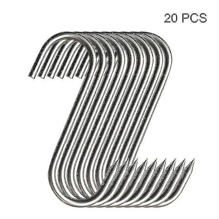 20 kpl Lihakoukkuja Ruostumattomasta Teräksestä Terävällä Kärjellä Teurastamoon Keittiöön Lämpimään ja Kylmään Savustukseen Käytännöllinen Koukku E