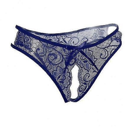 4x Sexy blondeundertøy med blomsterblonde for kvinner, truser uten skritt, undertøy, blå