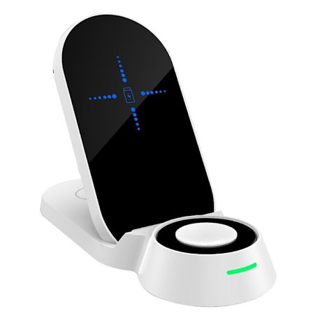 Skrivbordsstativ 3-i-1 trådlös laddare - vit 15w. Kompatibel med Magsafe Iphone 13/12 Pro Max Mini Apple Watch Se/7/6 Airpods