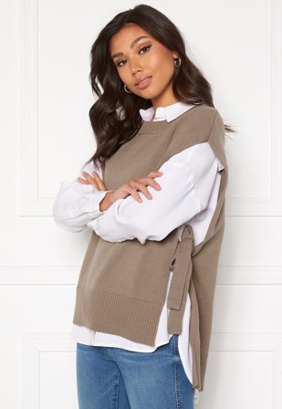 SELECTED FEMME Tinka Tie Knit Vest Fossil Klær
