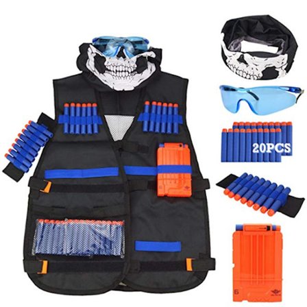 Nerf N-Strike1 Tactical Kit Taktisk Vest + 20 Kuler + 6 Magasiner + Håndleddsstropp + Briller + Maske