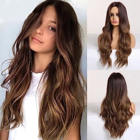 Vågigt peruk med mittbena - Hel peruk för kvinnor - Daglig användning - Naturlig