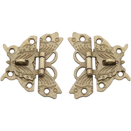 2 stk Vintage eske lås Retro sommerfuglformet dekorativ lås hengelås låsehake for smykkeskrin skap