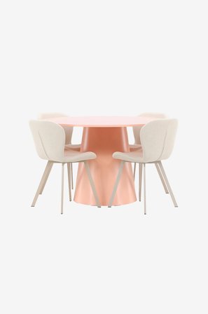 Venture Home - Spisebord Lanzo med Lilja-stol - Beige - Spisebordssæt 4 personer - Fra Homeroom