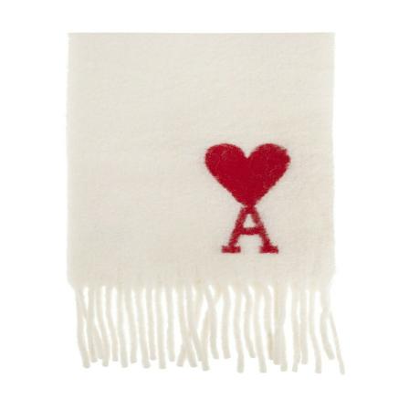 Ami Paris, Scarf with logo Beżowy, unisex, Rozmiar: ONE Size
