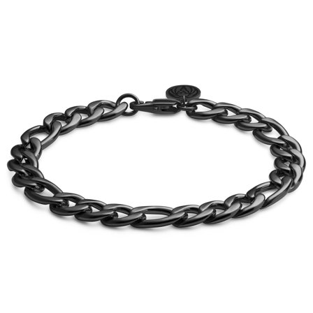 Essentials | 10 mm Gunmetal Black Figaro Chain Bracelet for Men - Steel bracelets