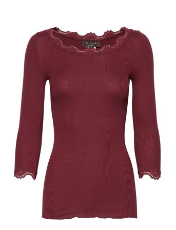Silk T-Shirt Boat Neck Regular W/Vi T-shirts & Tops Long-sleeved Punainen Rosemunde