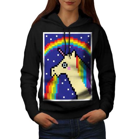 Unicorn Cool Stupid Funy Women BlackHoodie | Wellcoda CMK Black Small