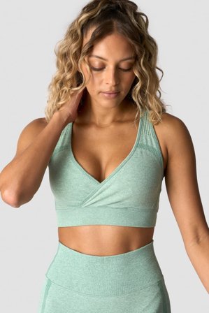 Soft Seamless Adjustable Sports Bra Light Green Melange