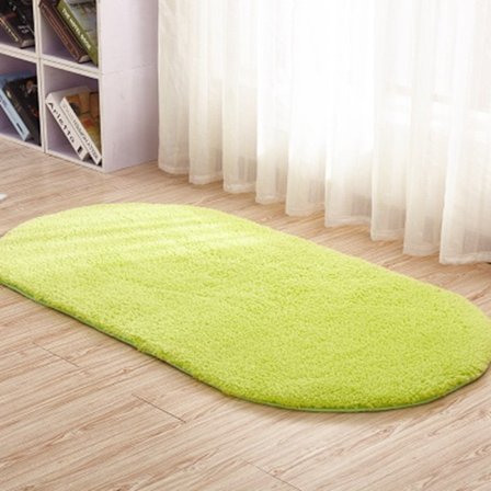 Oval tjock plyschmatta för vardagsrum sovrum - Fruktgrön