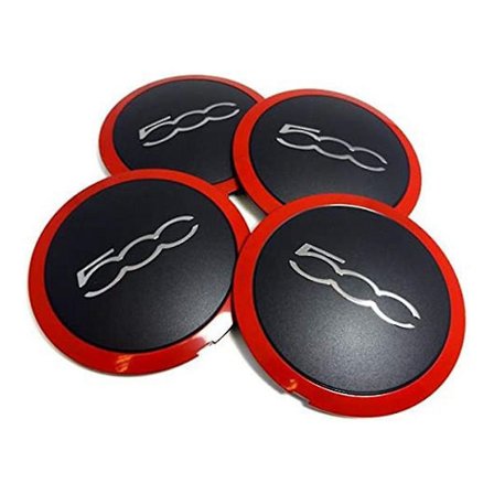 4 stk 133mm navkapsler for Fiat 500 hjulnavkapsler emblem klistremerke 68078419AC 68078421AC 51884863 rød