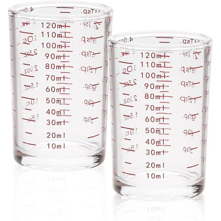 Målebæger Shot Glas 4 Ounce/120ml Flydende Tungt Højt Espressoglas Kop Rød Streg (2, Rød)