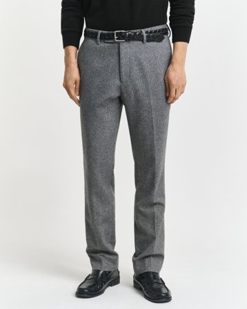 GANT Herren Slim Fit Herringbone Anzughose aus Flanell (46) Dunkelgrau