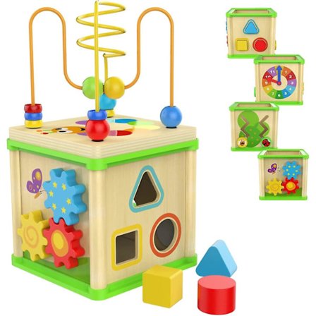 Baicccf Aktivitetskuber i træ til 1 2-årige, Perleramme Formsorterer til etårige drenge piger gaver