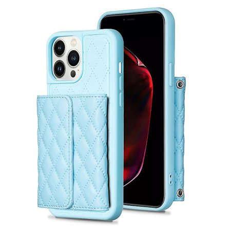 Bf23-stil för Iphone 13 Pro Max korthållare Läder+tpu case Kickstand Cover