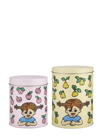Muurla Pippi Tin Jar Set Of 2 Fruits - Multi/patterned - ONE SIZE
