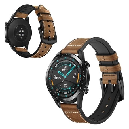 Huawei Watch GT 2 46mm ægte læder Urrem - Mørkebrun