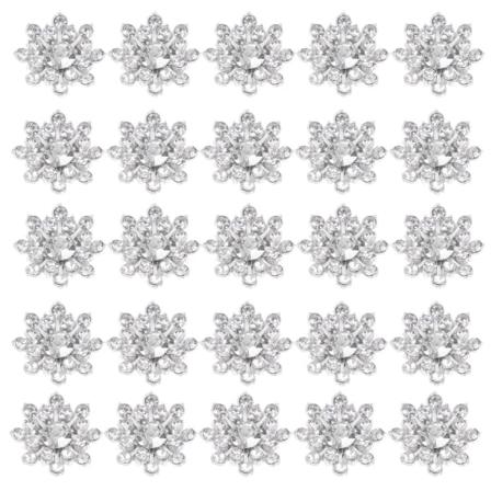 30 kappaletta hienoja lumihiutale-timanttinappeja DIY-ompelunappeja vaatteiden timanttinappikoriste (1,5X1,5 cm, hopea 1)