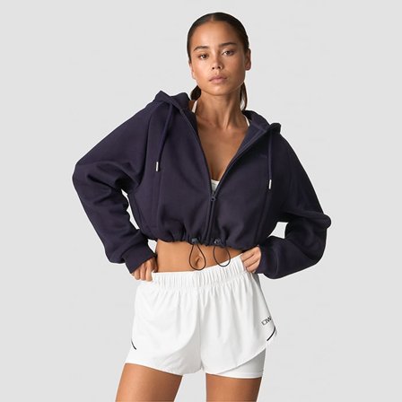 ICANIWILL Everyday Cropped Zip Hoodie Wmn, Night Purple