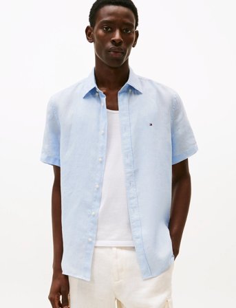 Tommy Hilfiger Pigment Dyed Linen Rf Shirt S/S - Blue - S