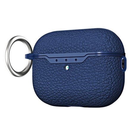 AirPods Pro 2 litchi texturfodral med spänne - Blå